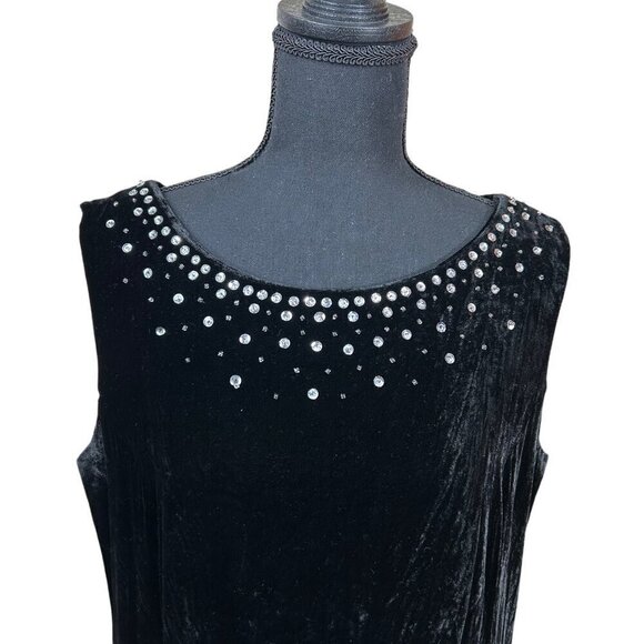 Rochas Paris Black Silk Velvet Jewel Neckline Sleeveless Dress EU 42, US 6 - Picture 2 of 8